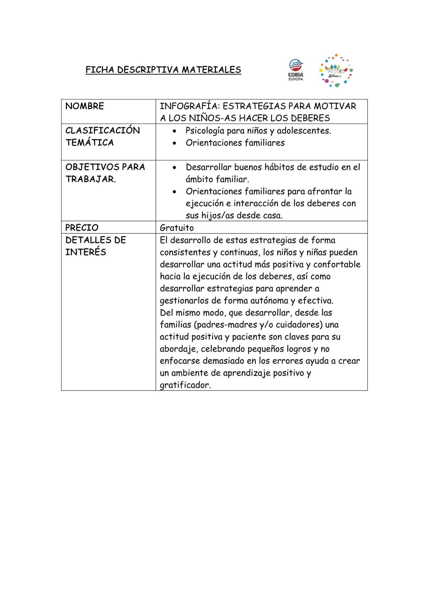 ESTRATEGIAS PARA MOTIVAR A LOS NIÑOS CON LOS DEBERES