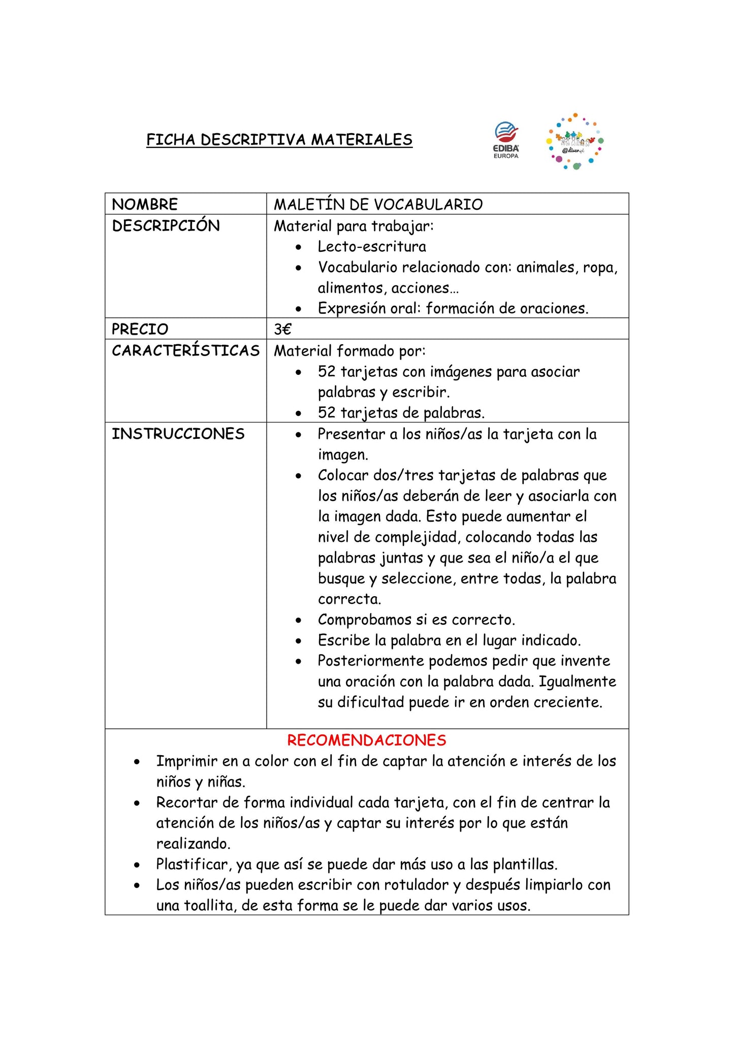 MALETÍN DE VOCABULARIO