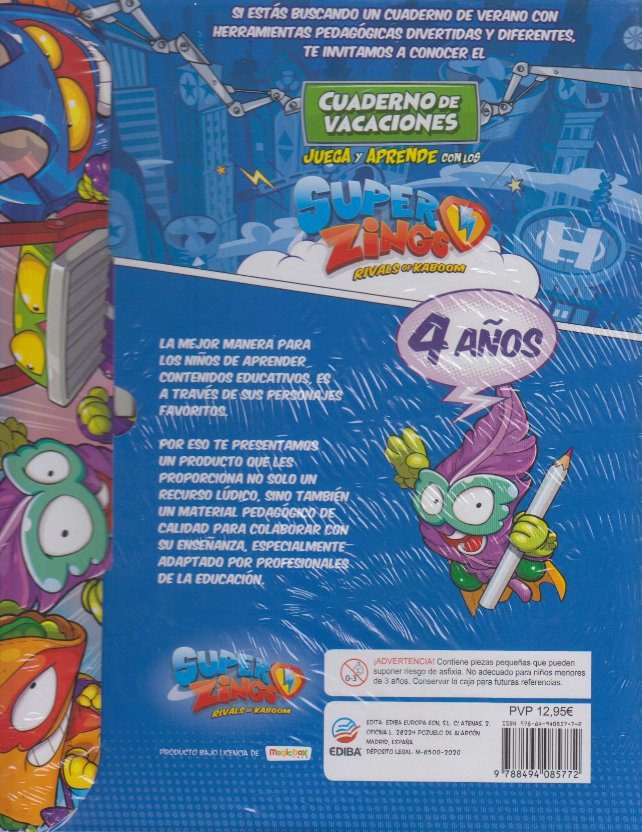 Cuaderno de Vacaciones 2020 - Juega y Aprende con los Superzings - 4 Años