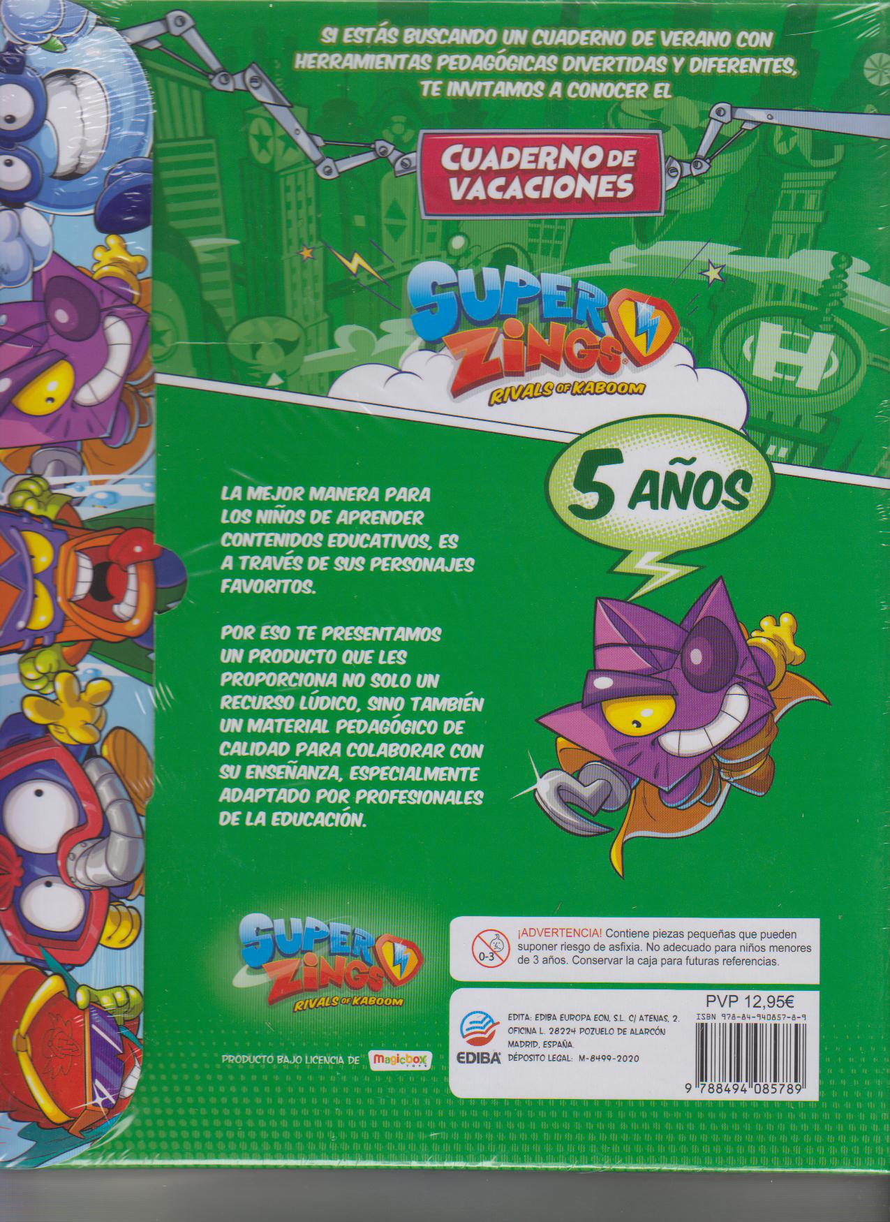 Cuaderno de Vacaciones 2020 - Juega y Aprende con los Superzings - 5 Años